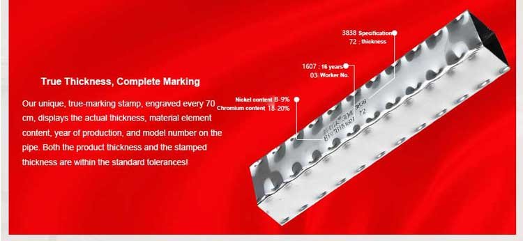 VertexFlowtubes Stainless steel tubes Actual thickness