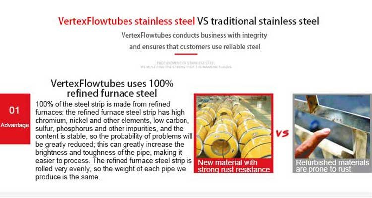 VertexFlowtubes Stainless steel tubes advantage1